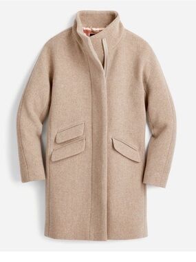 J.Crew Cocoon Coat Italian Stadium-Cloth Wool Tan Beige Size 2
